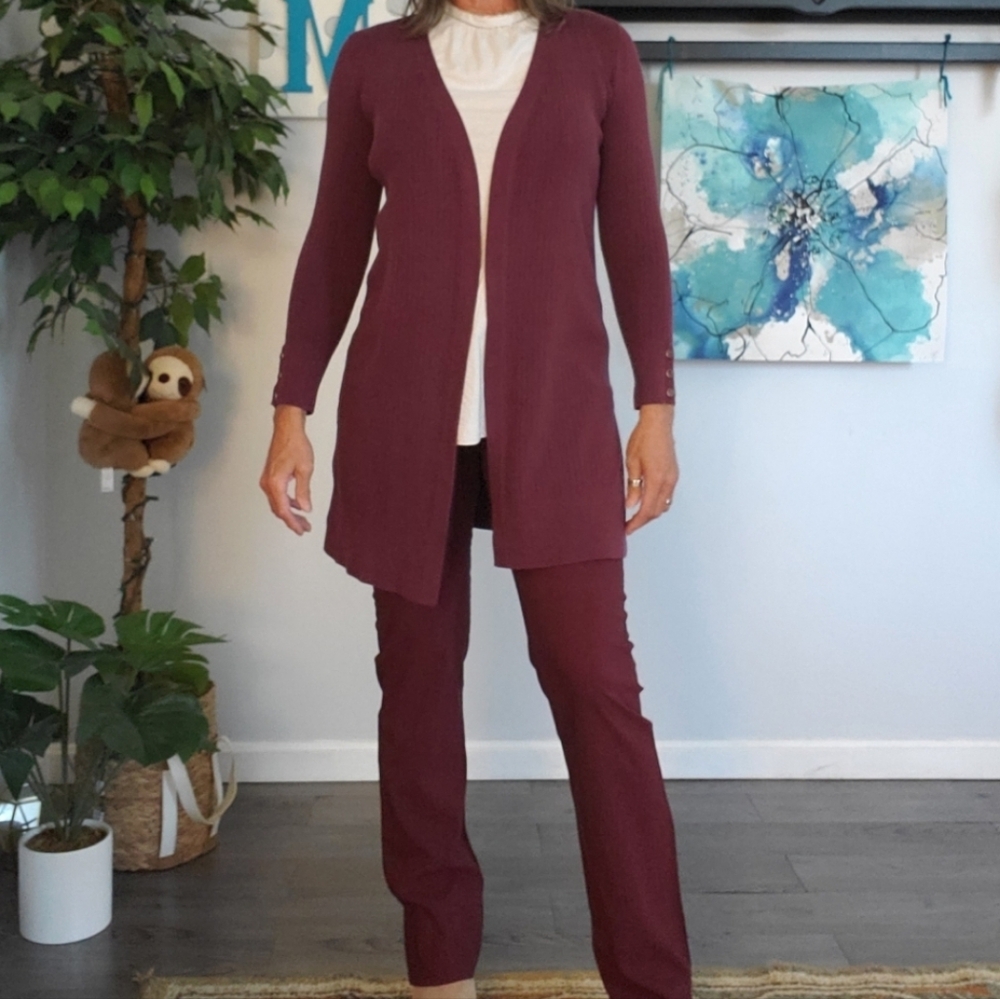 TALBOTS PETITES Ribbed Open Front Duster Cardi P